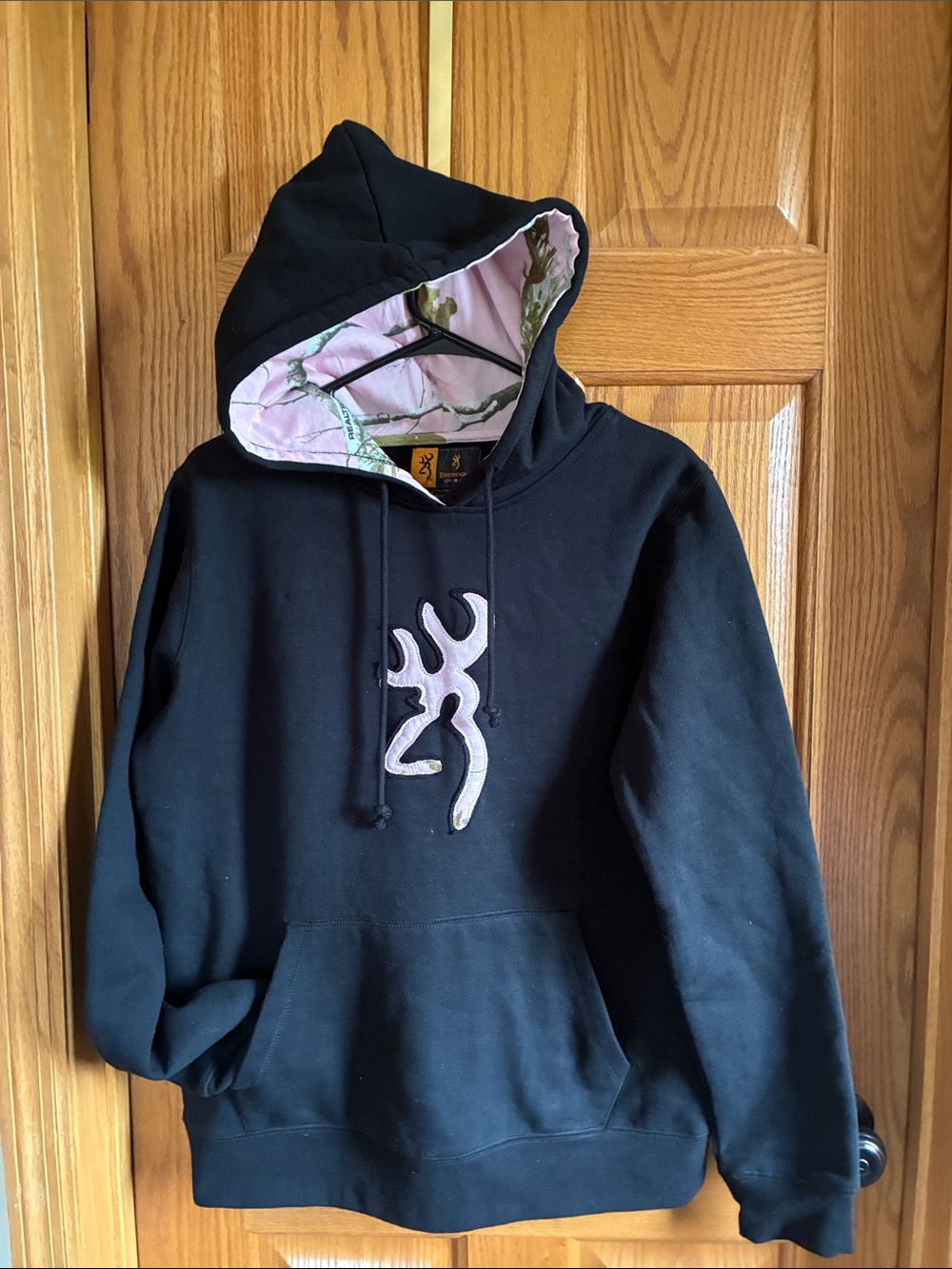 Browning Black Hoodie with Pink Camo Lining